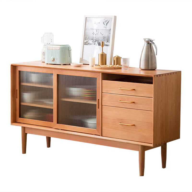 Pine Solid Wood Sideboard Buffet with Drawers Modern Dining Buffet