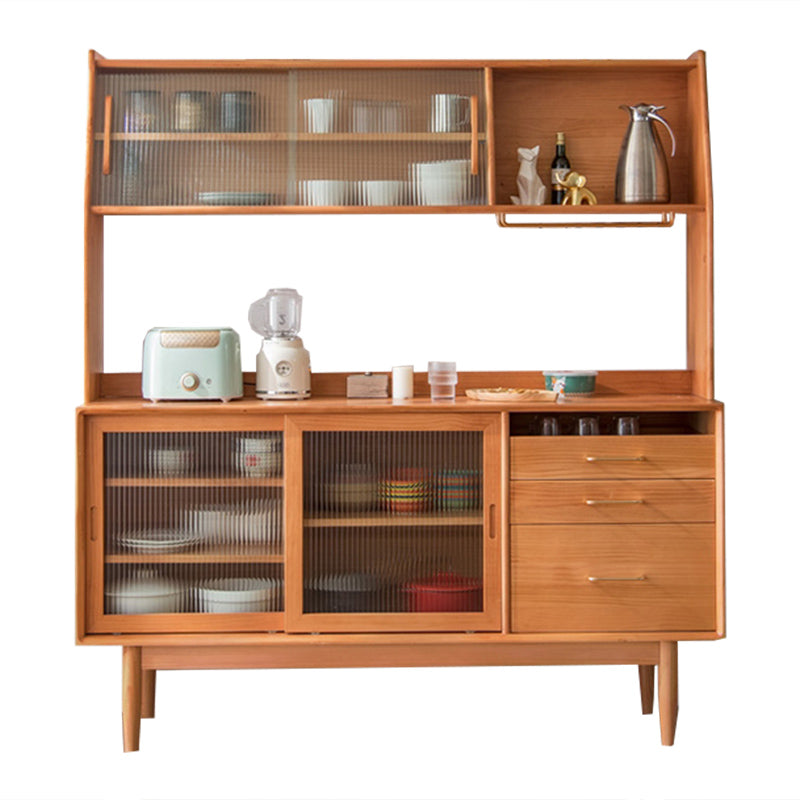 Pine Solid Wood Sideboard Buffet with Drawers Modern Dining Buffet