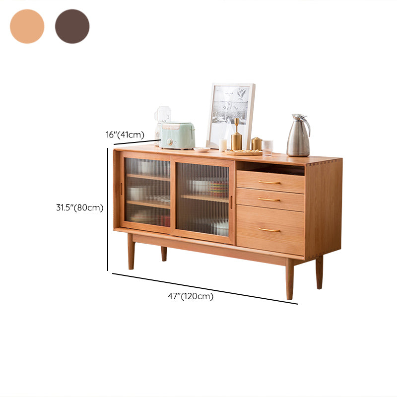 Pine Solid Wood Sideboard Buffet with Drawers Modern Dining Buffet