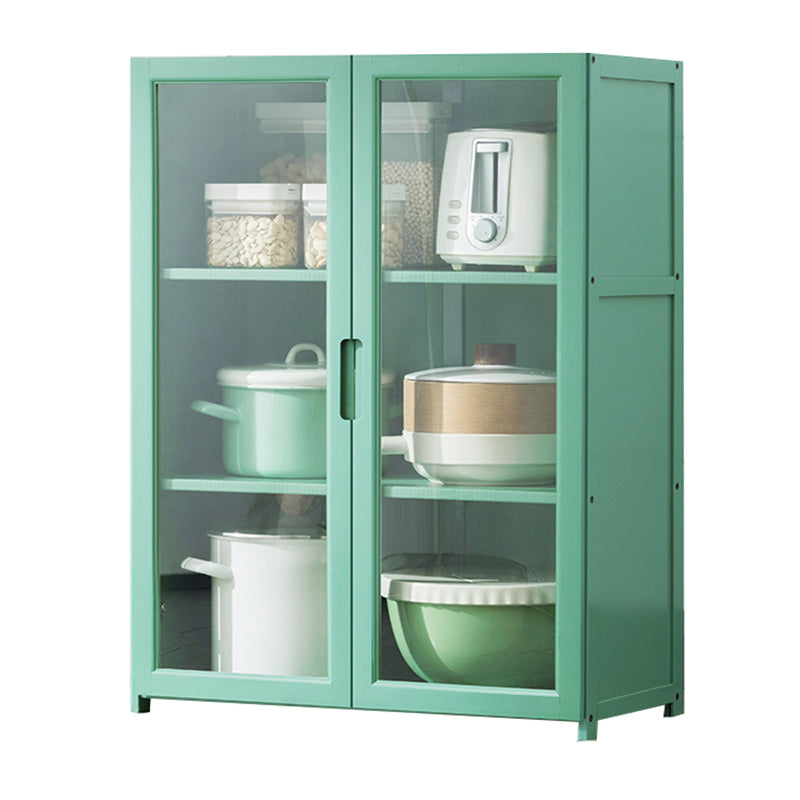 Green Dining Server with Adjustable Shelves Bamboo Buffet Server