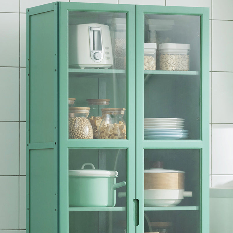 Green Dining Server with Adjustable Shelves Bamboo Buffet Server