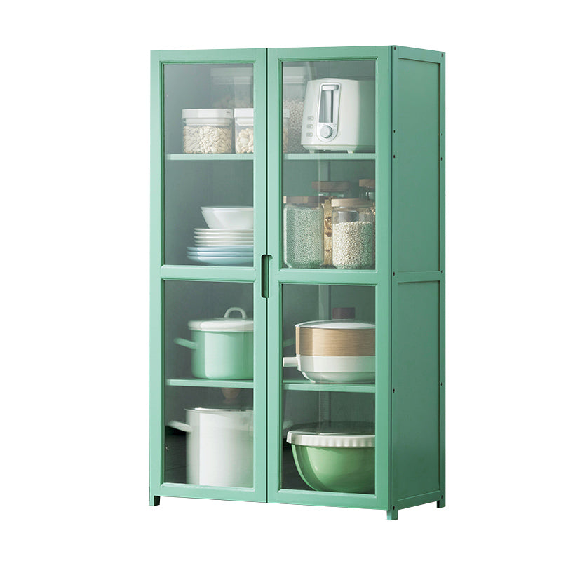 Green Dining Server with Adjustable Shelves Bamboo Buffet Server