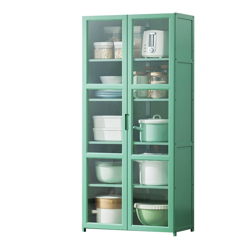 Green Dining Server with Adjustable Shelves Bamboo Buffet Server