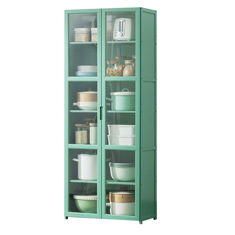 Green Dining Server with Adjustable Shelves Bamboo Buffet Server