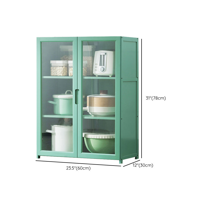 Green Dining Server with Adjustable Shelves Bamboo Buffet Server