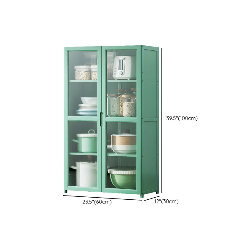 Green Dining Server with Adjustable Shelves Bamboo Buffet Server