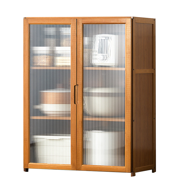 Bamboo Dining Server Contemporary Brown Sideboard Cabinet with Cabinets