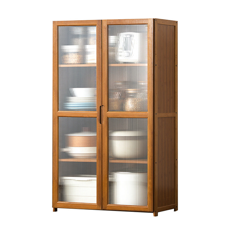 Bamboo Dining Server Contemporary Brown Sideboard Cabinet with Cabinets