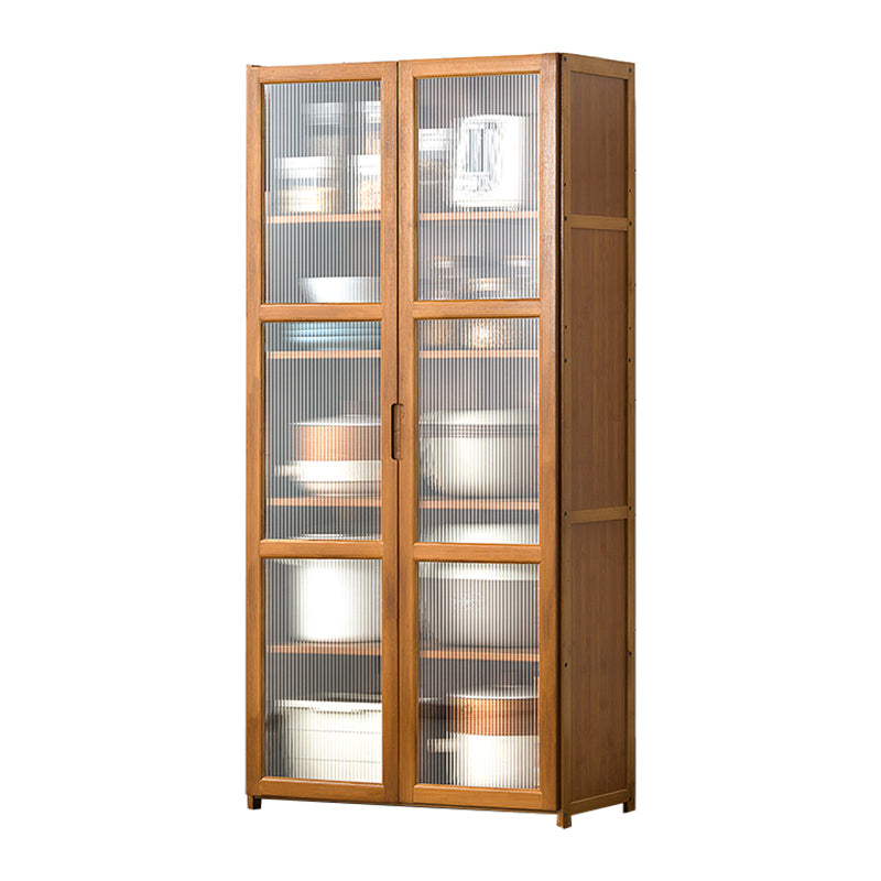 Bamboo Dining Server Contemporary Brown Sideboard Cabinet with Cabinets