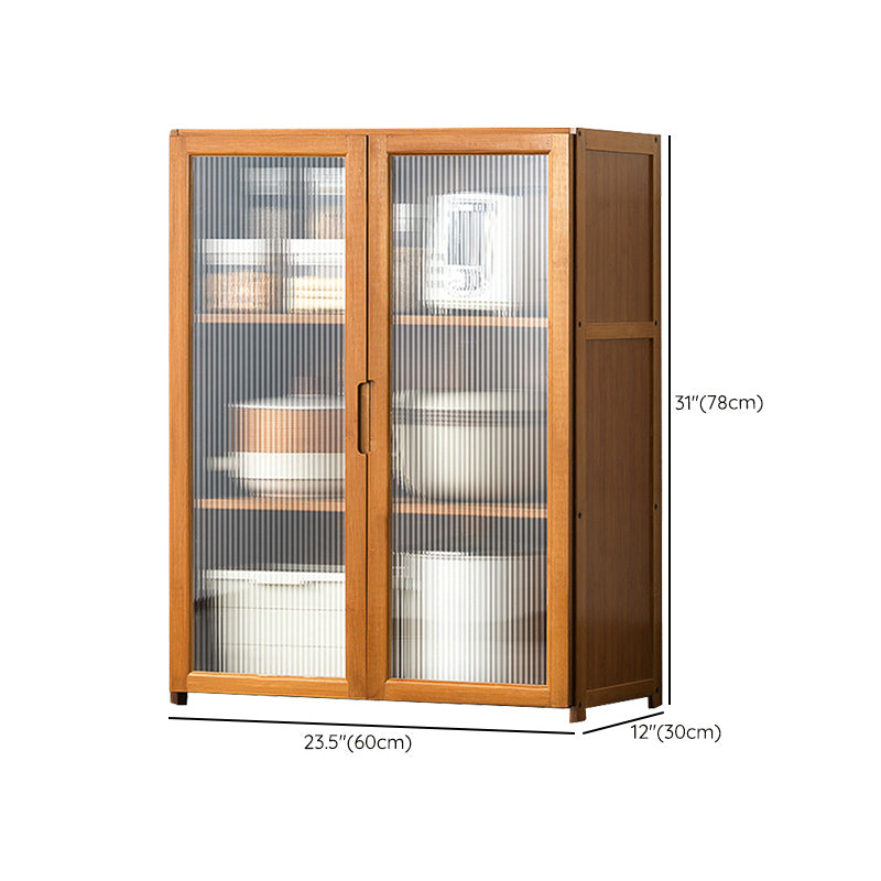 Bamboo Dining Server Contemporary Brown Sideboard Cabinet with Cabinets