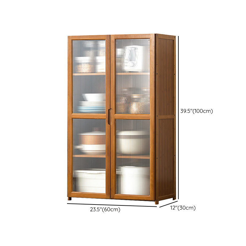 Bamboo Dining Server Contemporary Brown Sideboard Cabinet with Cabinets