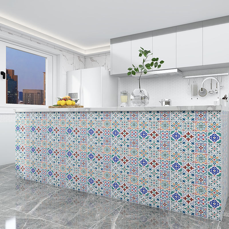 Square Print Plastic Peel & Stick Tile Field Tile for Backsplash Wall