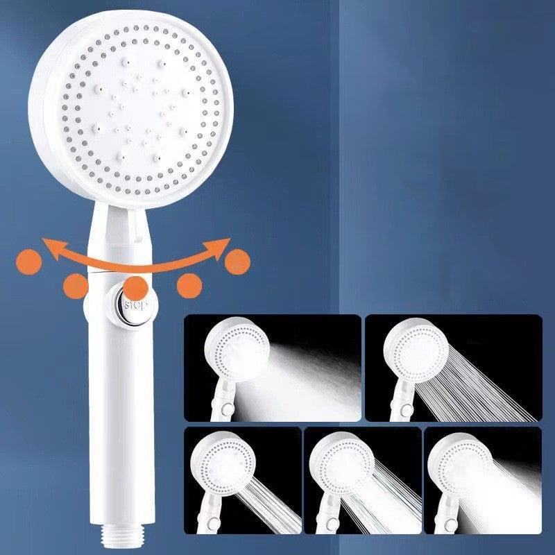 5 Sprays Shower Head Round Wall Mounted Plastic Wall Supply Holder Handheld Shower Head