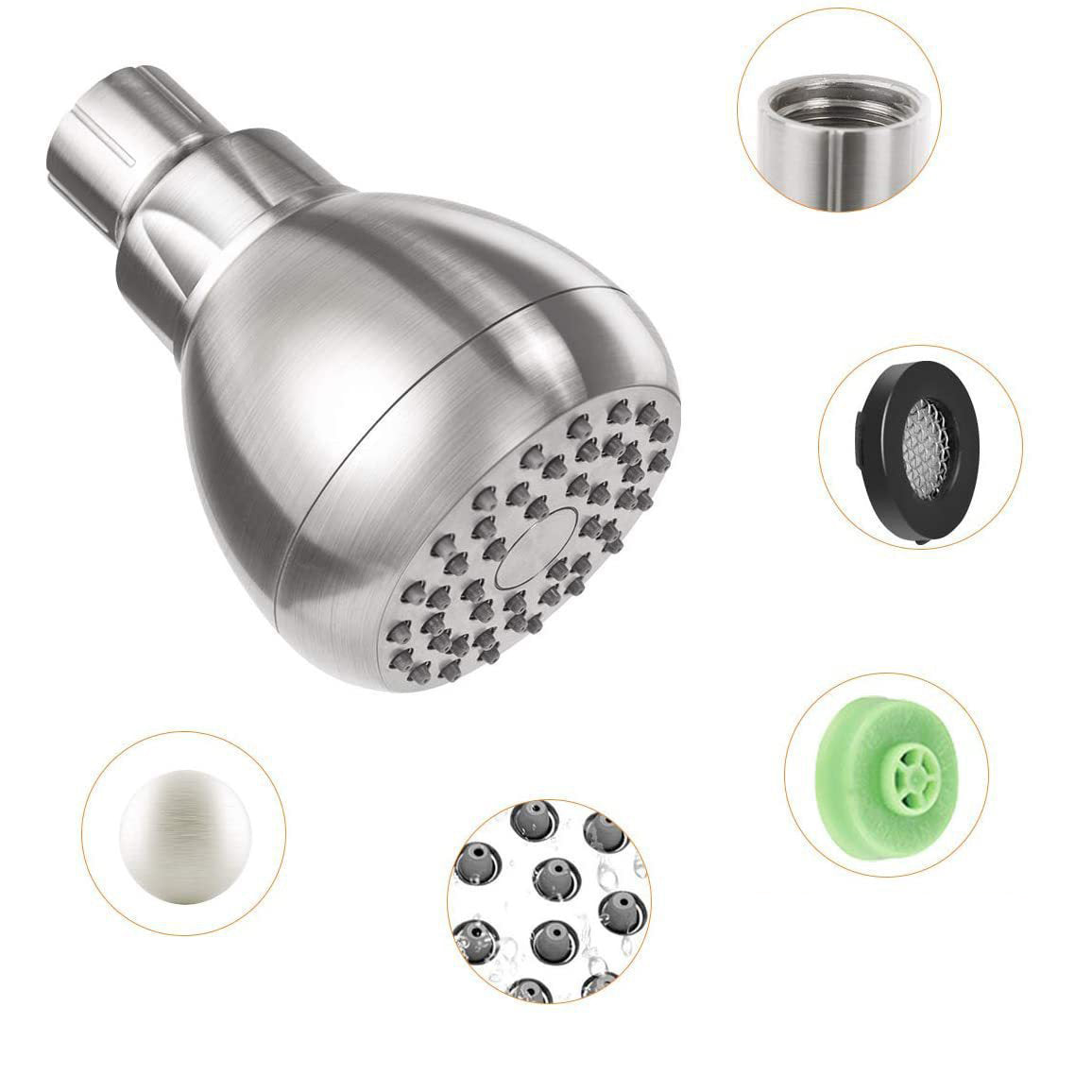 Modern Style Handheld Shower Head Wall-Mount Round Standard Shower Head