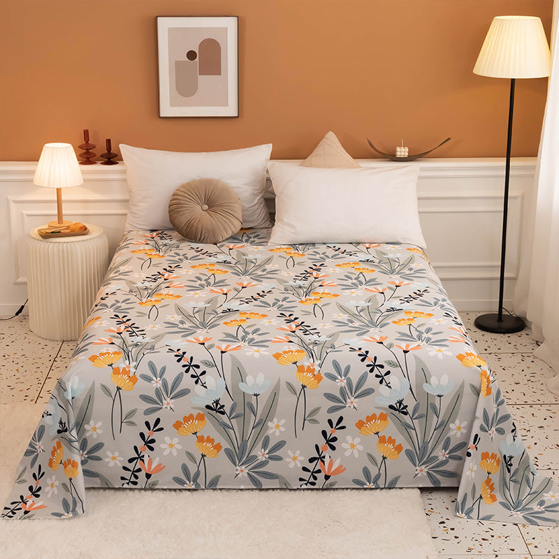 Floral Pattern Bed Sheet Breathable Skin-friendly Bed Sheet Set