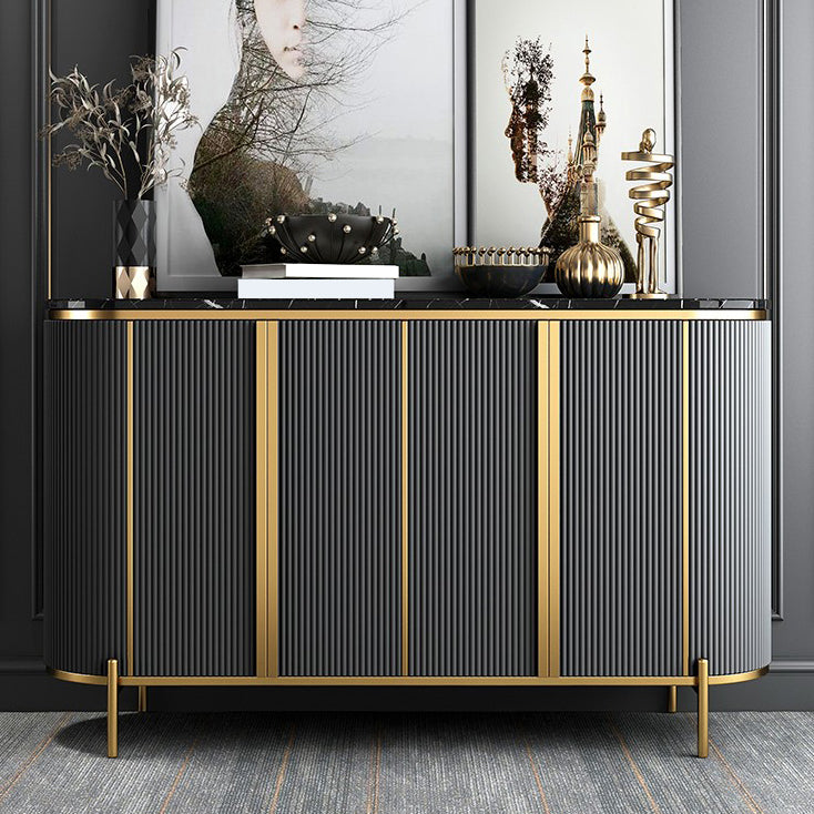 Glam Style Credenza Stone Buffet Stand with Cabinets and Drawers