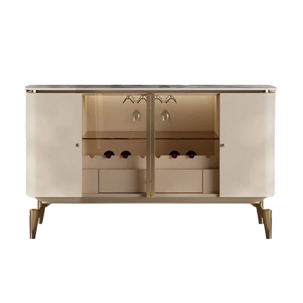 Glam Style Credenza Stone Buffet Stand with Cabinets and Drawers