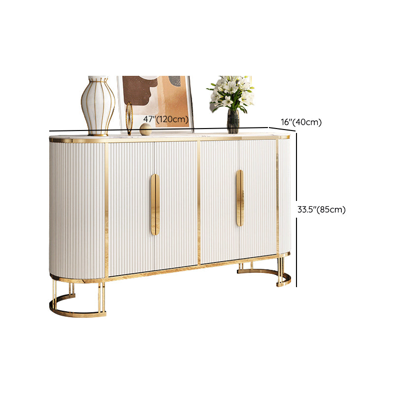 Glam Style Credenza Stone Buffet Stand with Cabinets and Drawers