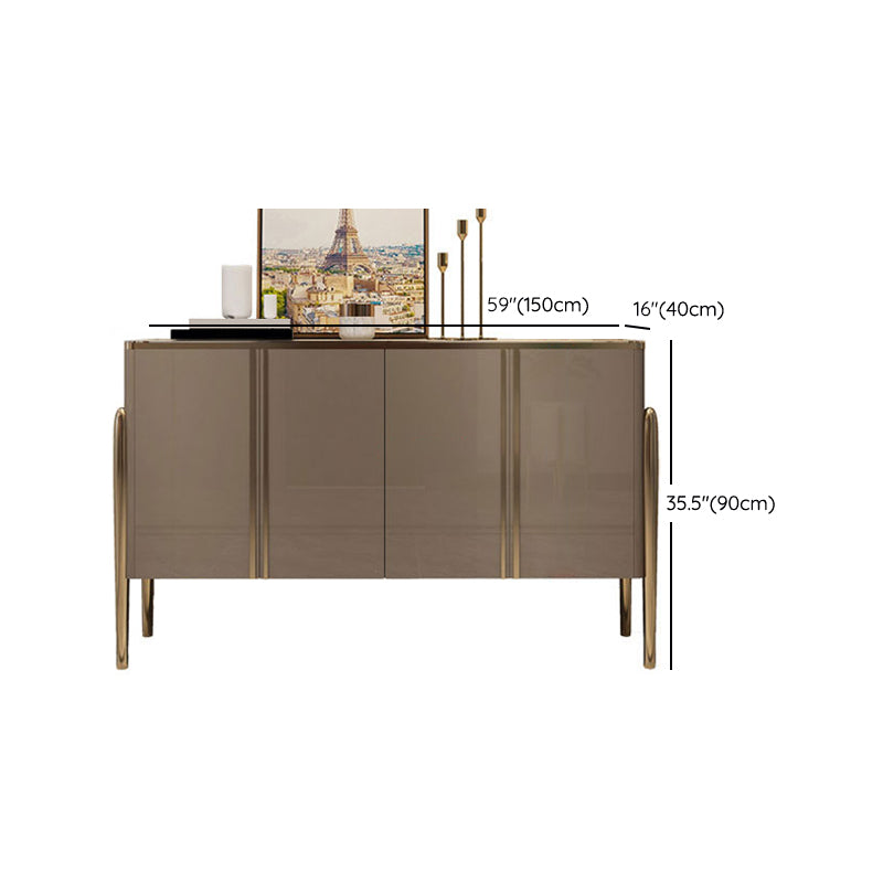 Glam Style Credenza Stone Buffet Stand with Cabinets and Drawers