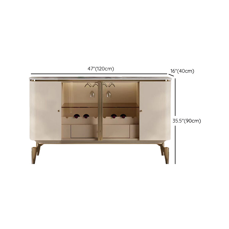 Glam Style Credenza Stone Buffet Stand with Cabinets and Drawers