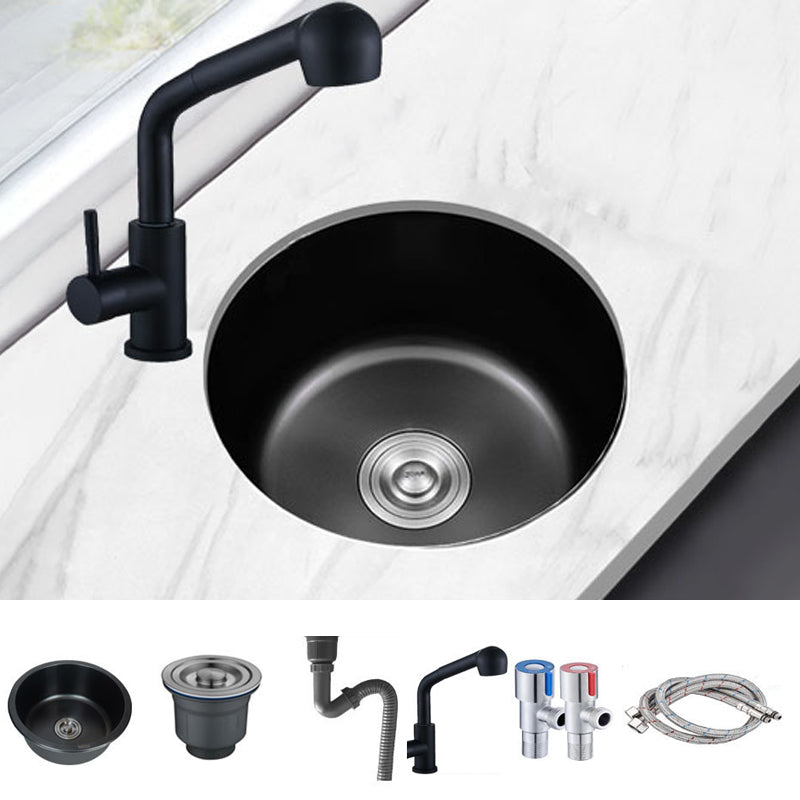 Contemporary Style Kitchen Sink Stainless Steel Round Drop-In Kitchen Sink