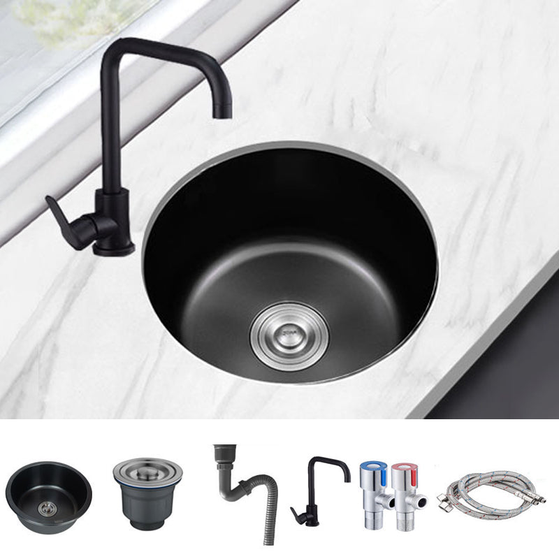 Contemporary Style Kitchen Sink Stainless Steel Round Drop-In Kitchen Sink