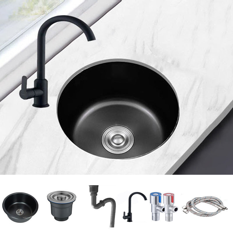 Contemporary Style Kitchen Sink Stainless Steel Round Drop-In Kitchen Sink