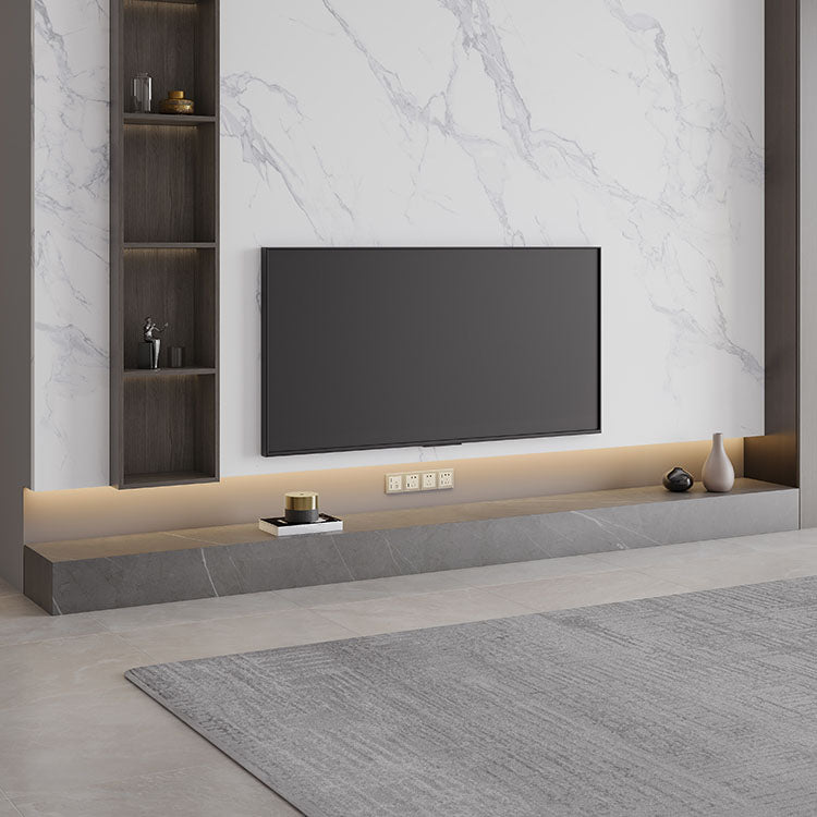 Stone Media Console Contemporary Gray TV Stand Console with Drawers