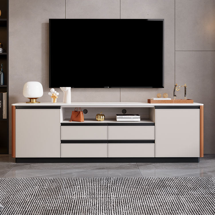 Stone Media Console Contemporary TV Media Stand with 4 Drawers