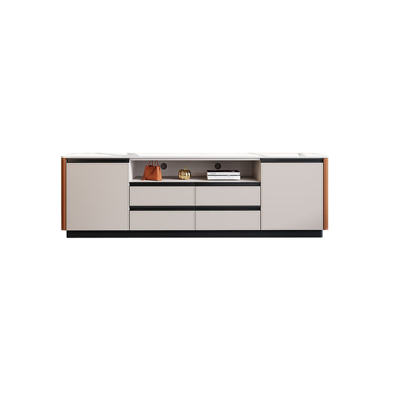 Stone Media Console Contemporary TV Media Stand with 4 Drawers