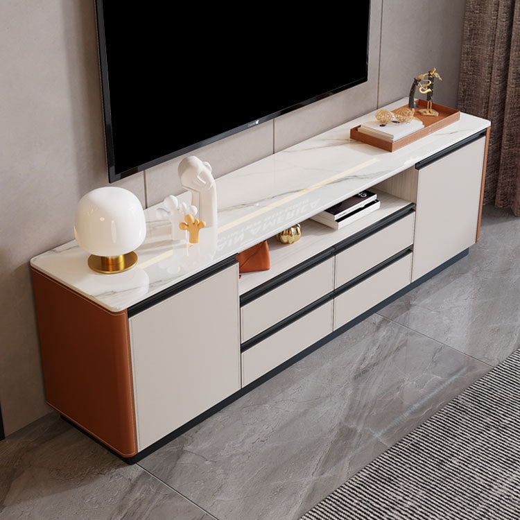 Stone Media Console Contemporary TV Media Stand with 4 Drawers