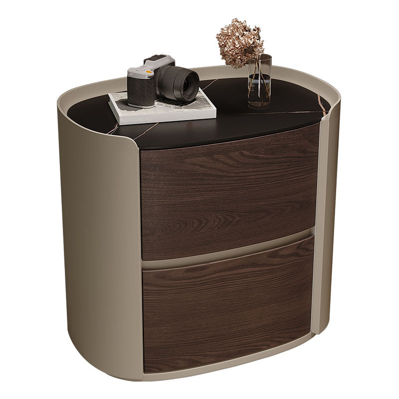 Contemporary Night Table Storage Accent Table Nightstand with 2 Drawers for Home