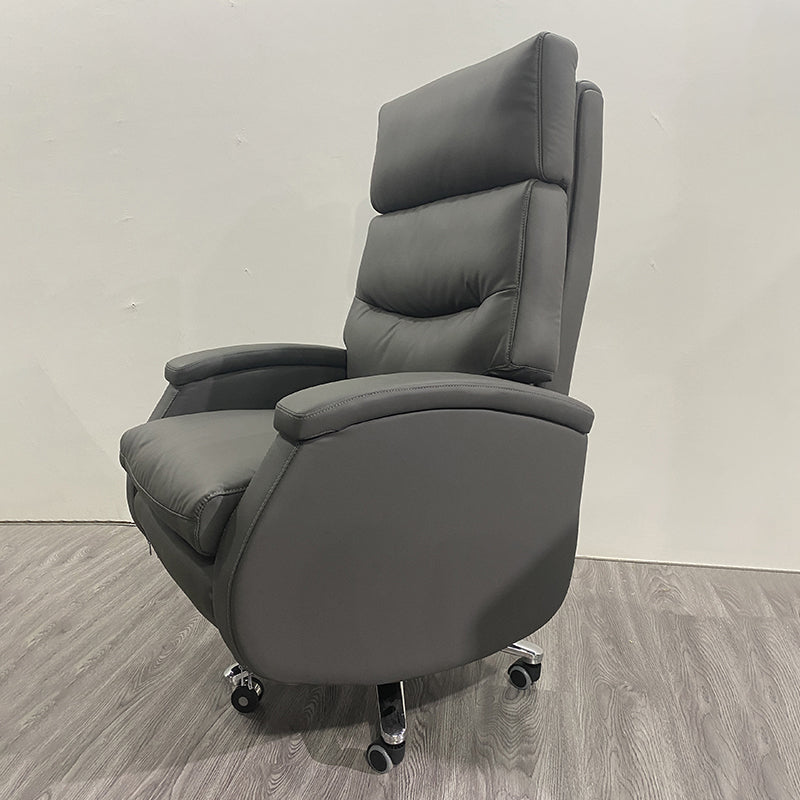 Modern Slide Office Chair Leather Adjustable Seat Height Desk Chair with Wheels