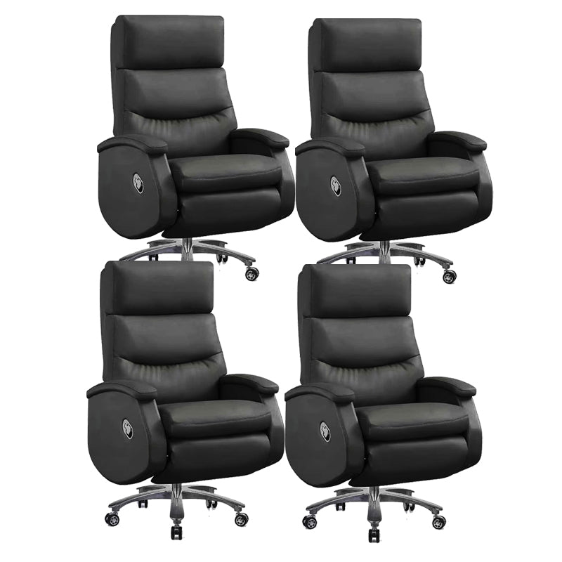 Modern Slide Office Chair Leather Adjustable Seat Height Desk Chair with Wheels