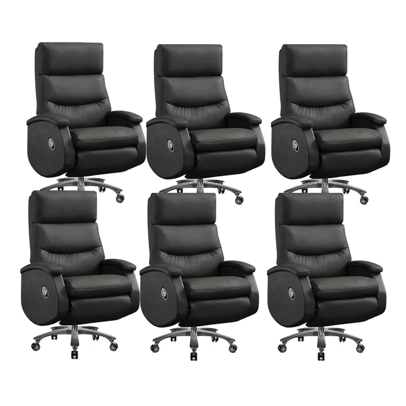 Modern Slide Office Chair Leather Adjustable Seat Height Desk Chair with Wheels