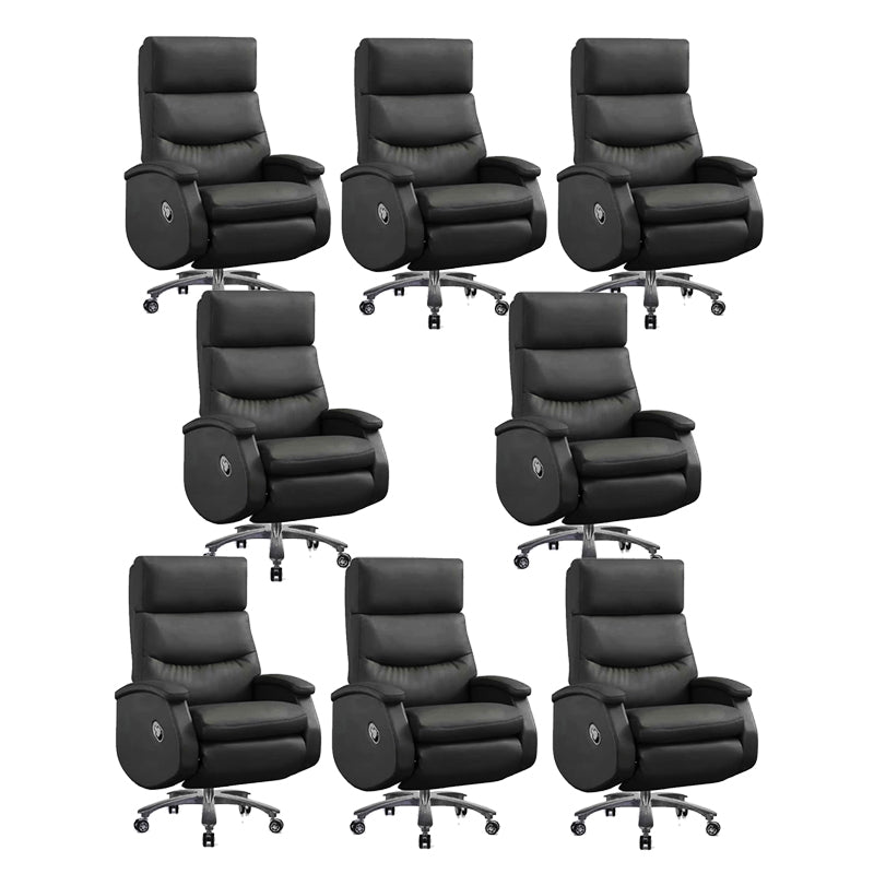 Modern Slide Office Chair Leather Adjustable Seat Height Desk Chair with Wheels