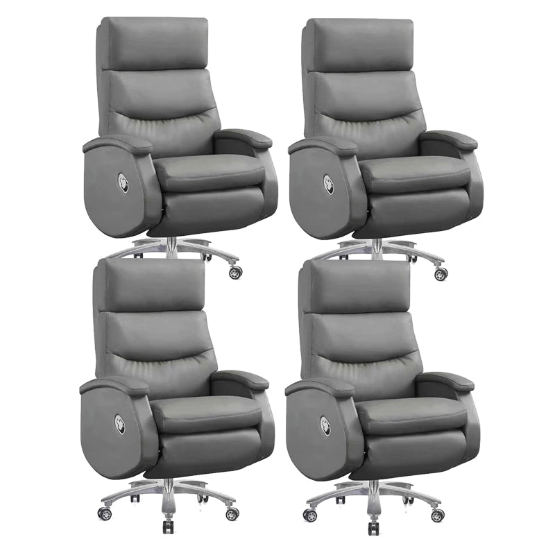 Modern Slide Office Chair Leather Adjustable Seat Height Desk Chair with Wheels