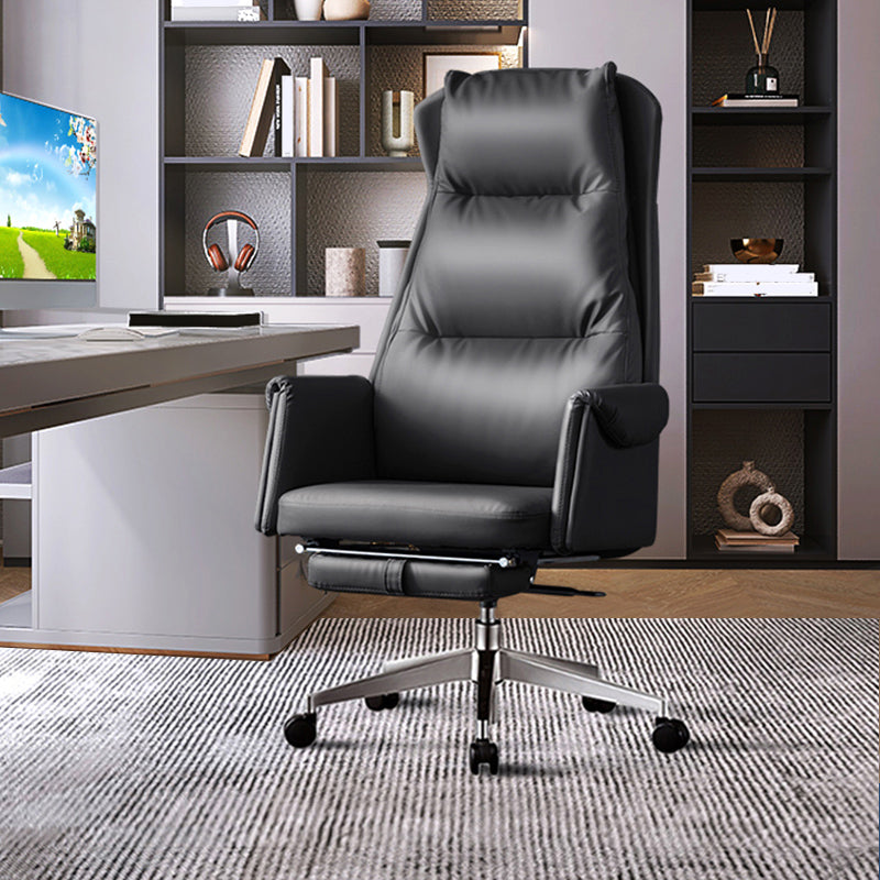 Modern Slide Office Chair Armless Leather Adjustable Seat Height Desk Chair with Wheels