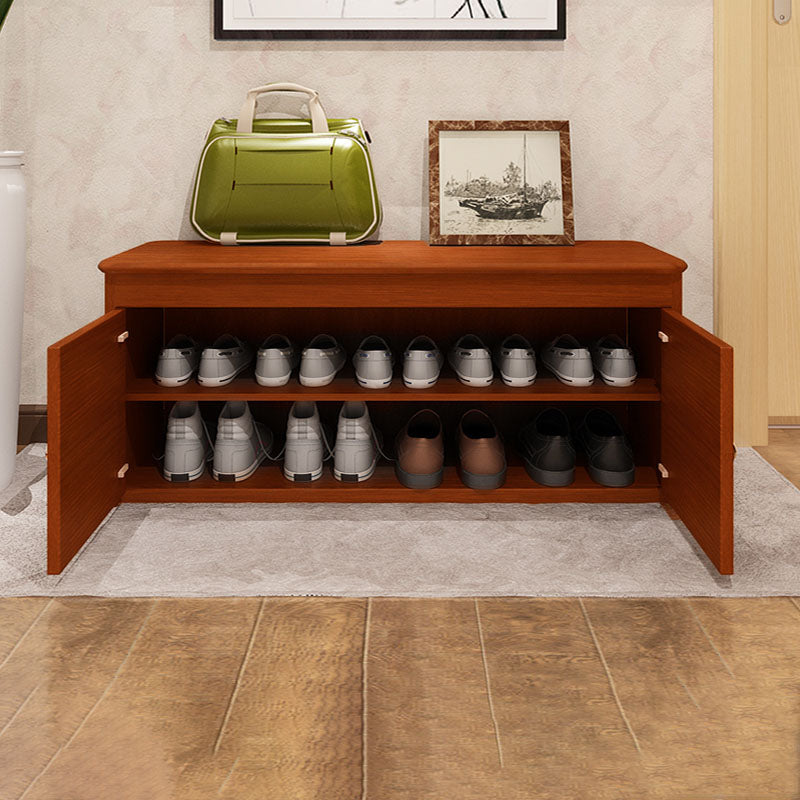 Modern Entryway Bench Wooden Seating Bench with Shoe Storage , 14" W