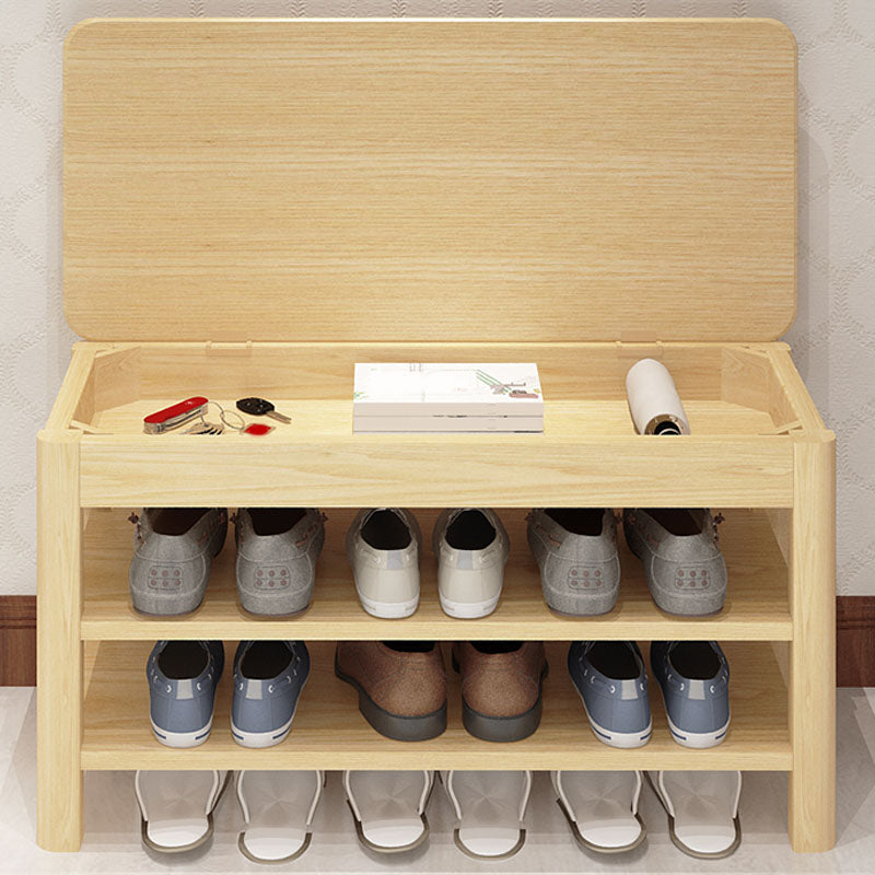 Modern Entryway Bench Wooden Seating Bench with Shoe Storage , 14" Width