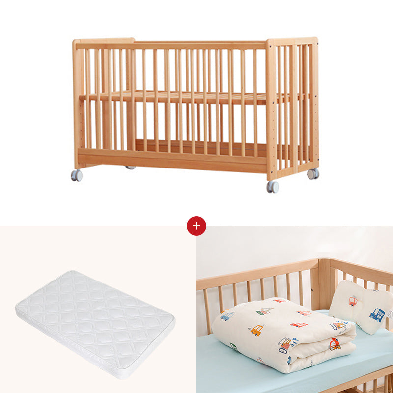 Adjustable 2-in-1 Folding Crib 31.9" H Baby Crib with Mattress and Casters