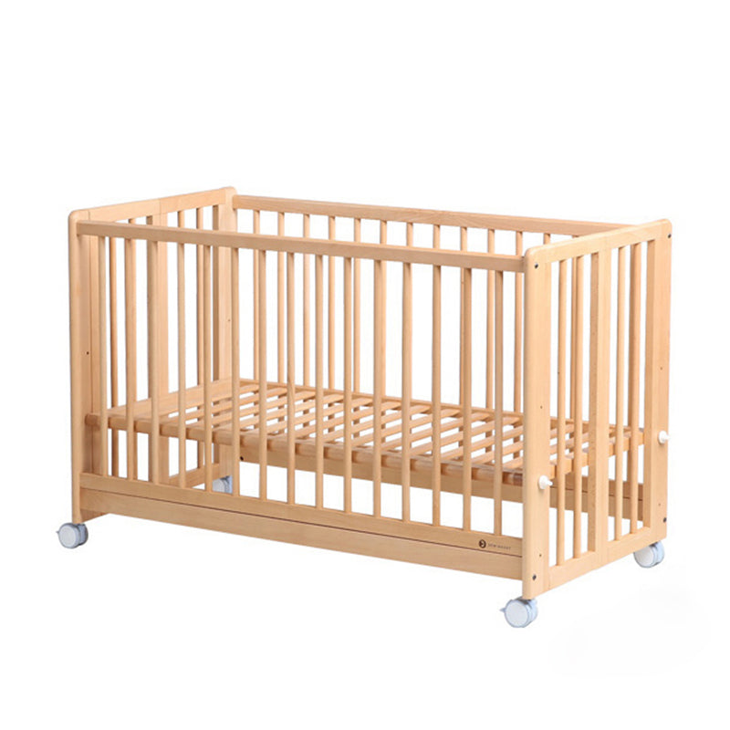 Adjustable 2-in-1 Folding Crib 31.9" H Baby Crib with Mattress and Casters