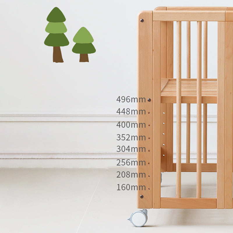 Adjustable 2-in-1 Folding Crib 31.9" H Baby Crib with Mattress and Casters