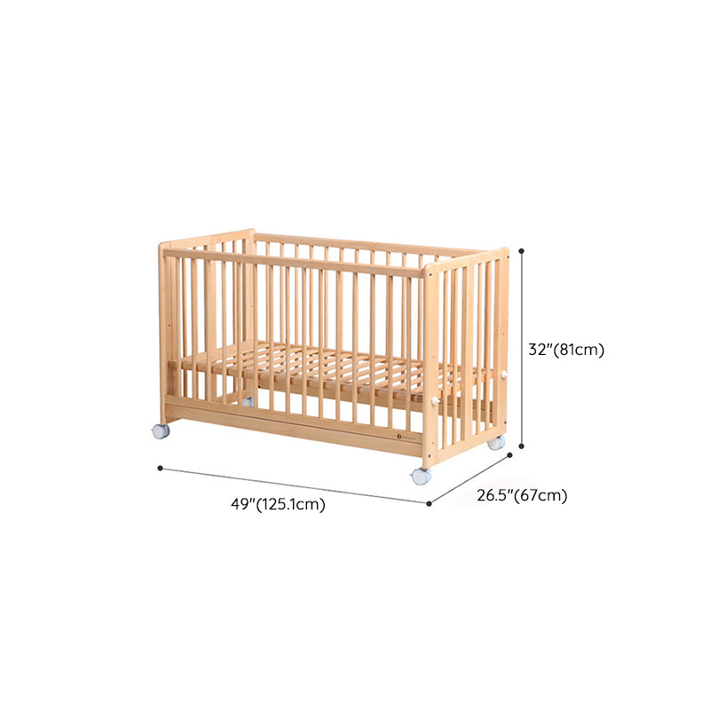 Adjustable 2-in-1 Folding Crib 31.9" H Baby Crib with Mattress and Casters