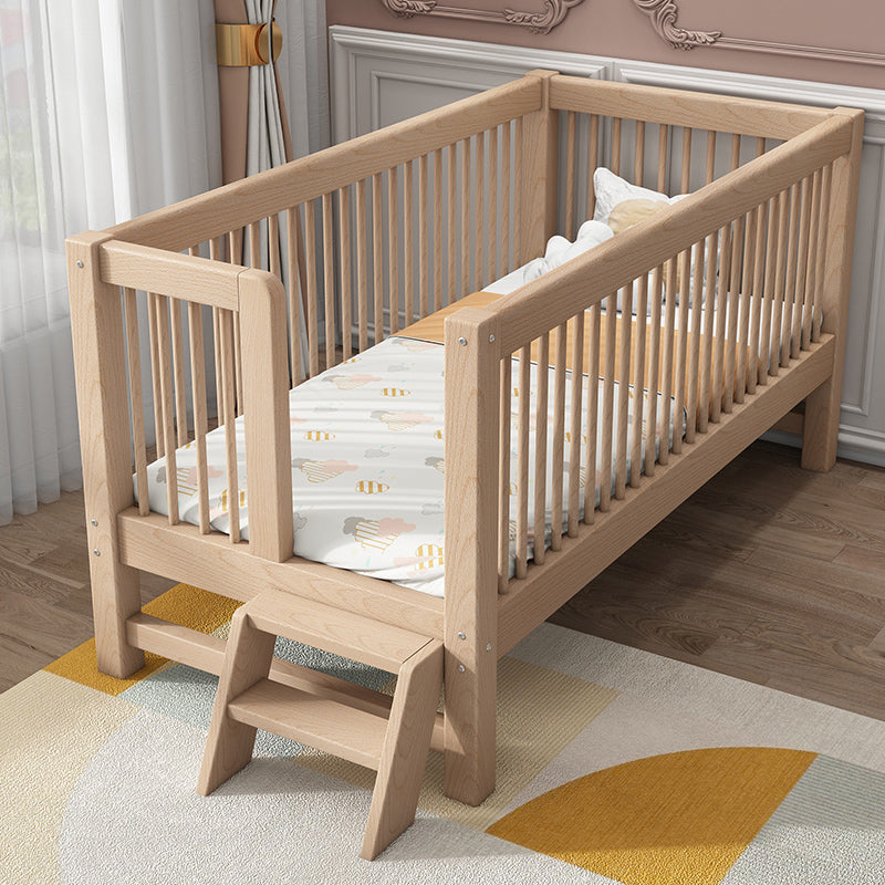 Solid Wood Crib 2-in-1 Convertible Crib with Mattress and Guardrails