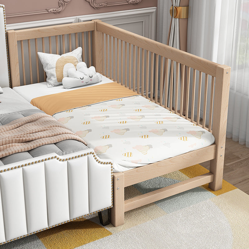 Solid Wood Crib 2-in-1 Convertible Crib with Mattress and Guardrails