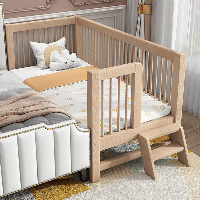 Solid Wood Crib 2-in-1 Convertible Crib with Mattress and Guardrails