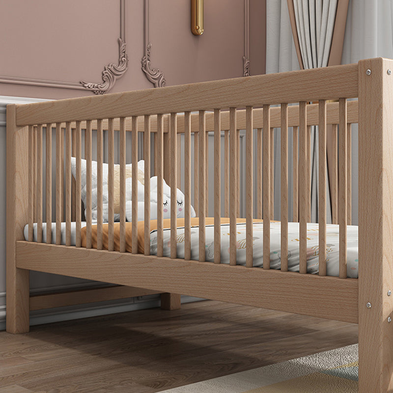 Solid Wood Crib 2-in-1 Convertible Crib with Mattress and Guardrails