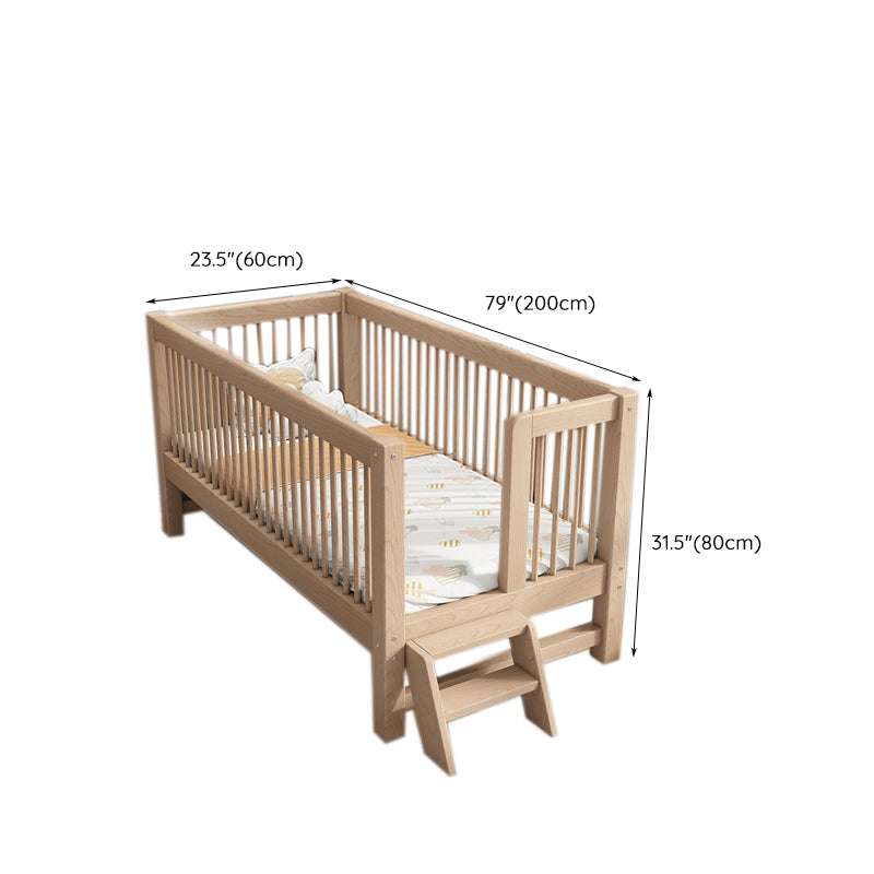 Solid Wood Crib 2-in-1 Convertible Crib with Mattress and Guardrails