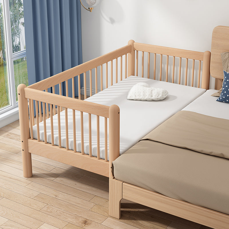 Convertible Crib in Natural Standard Wood Crib with Guardrails